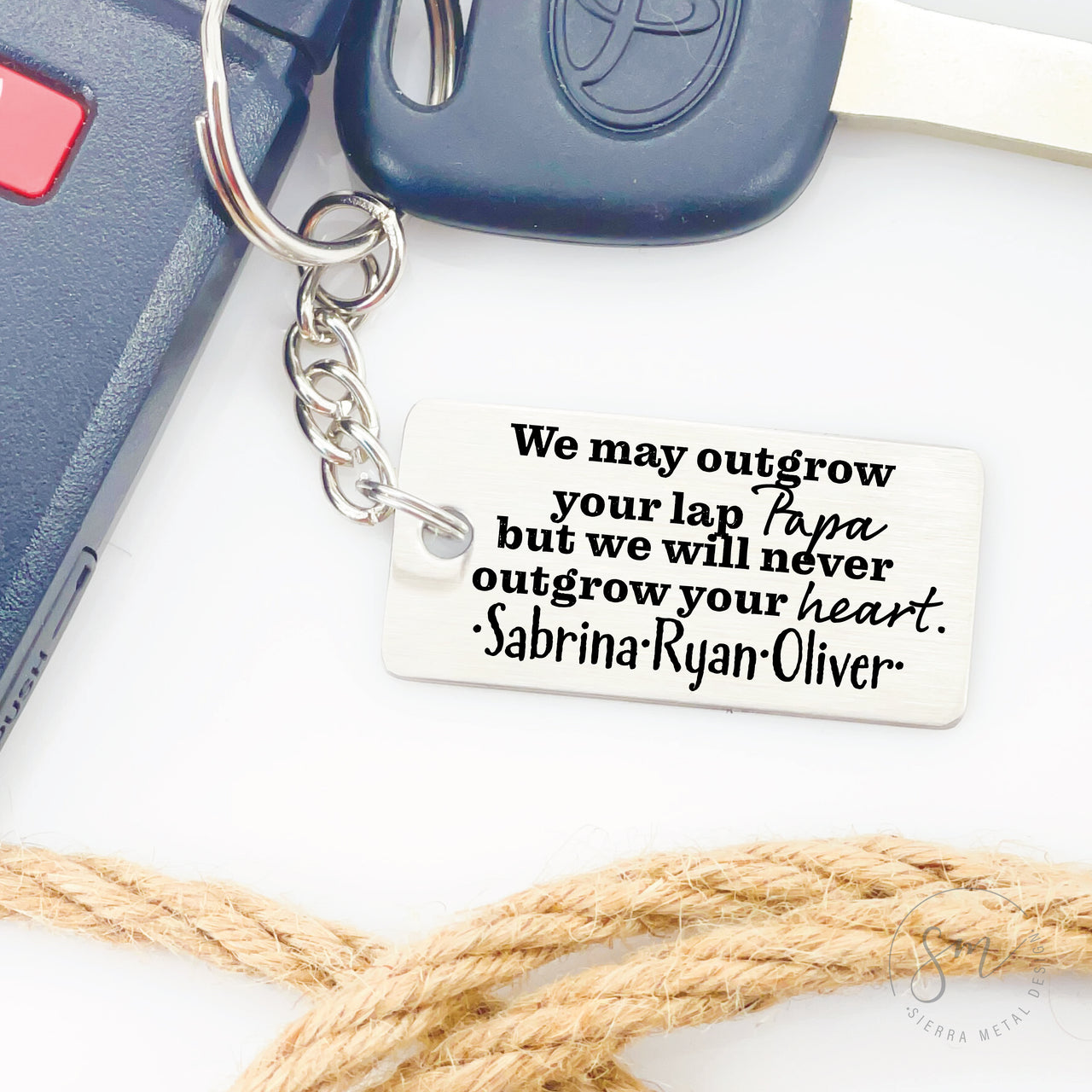 We May Outgrow Your Lap Grandpa Keychain