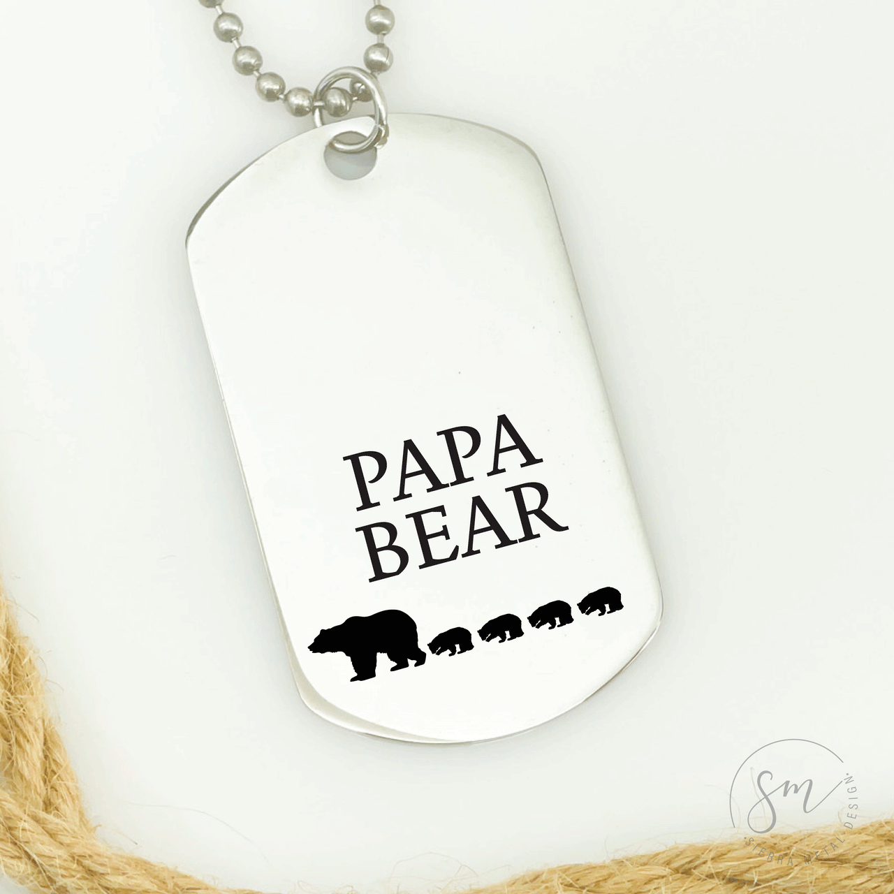 Dog Tag Papa Bear Necklace