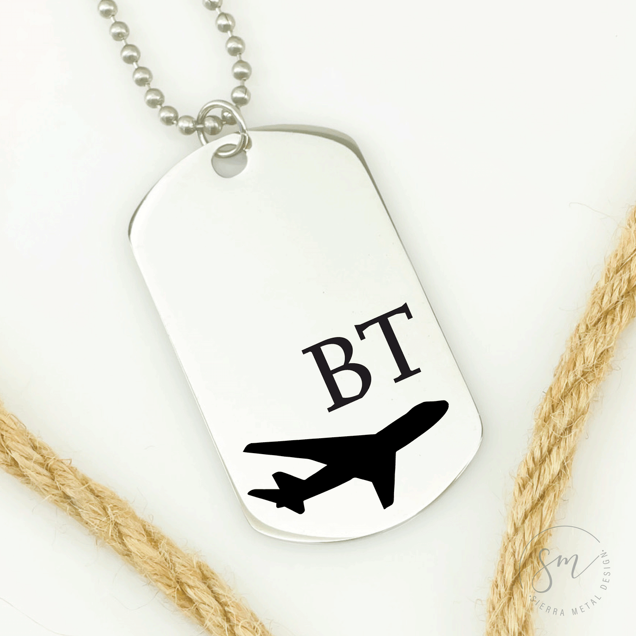 Dog Tag Airplane Necklace