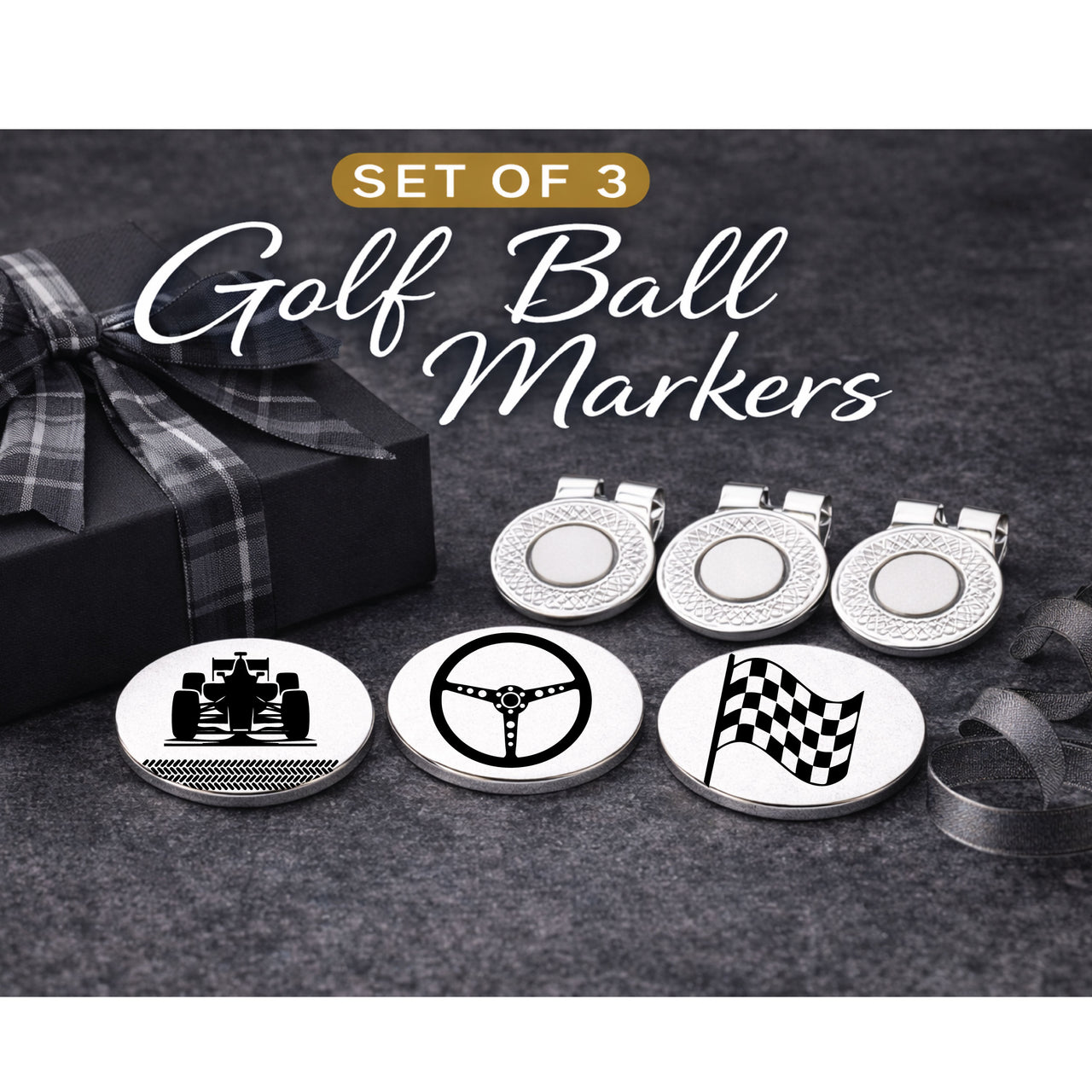 Racing Golf Ball Marker Set of 3
