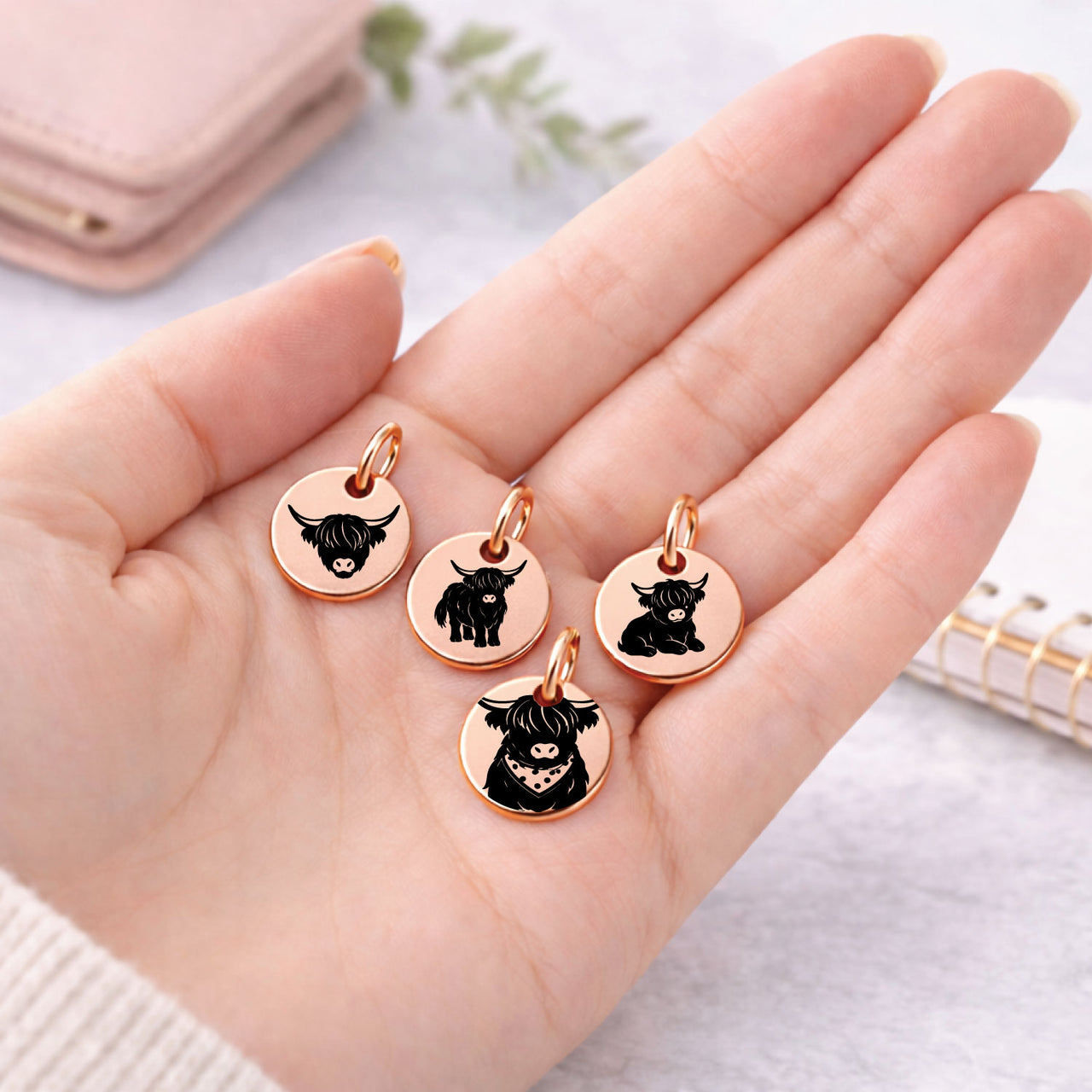 Farm Highland Cow Charm Set