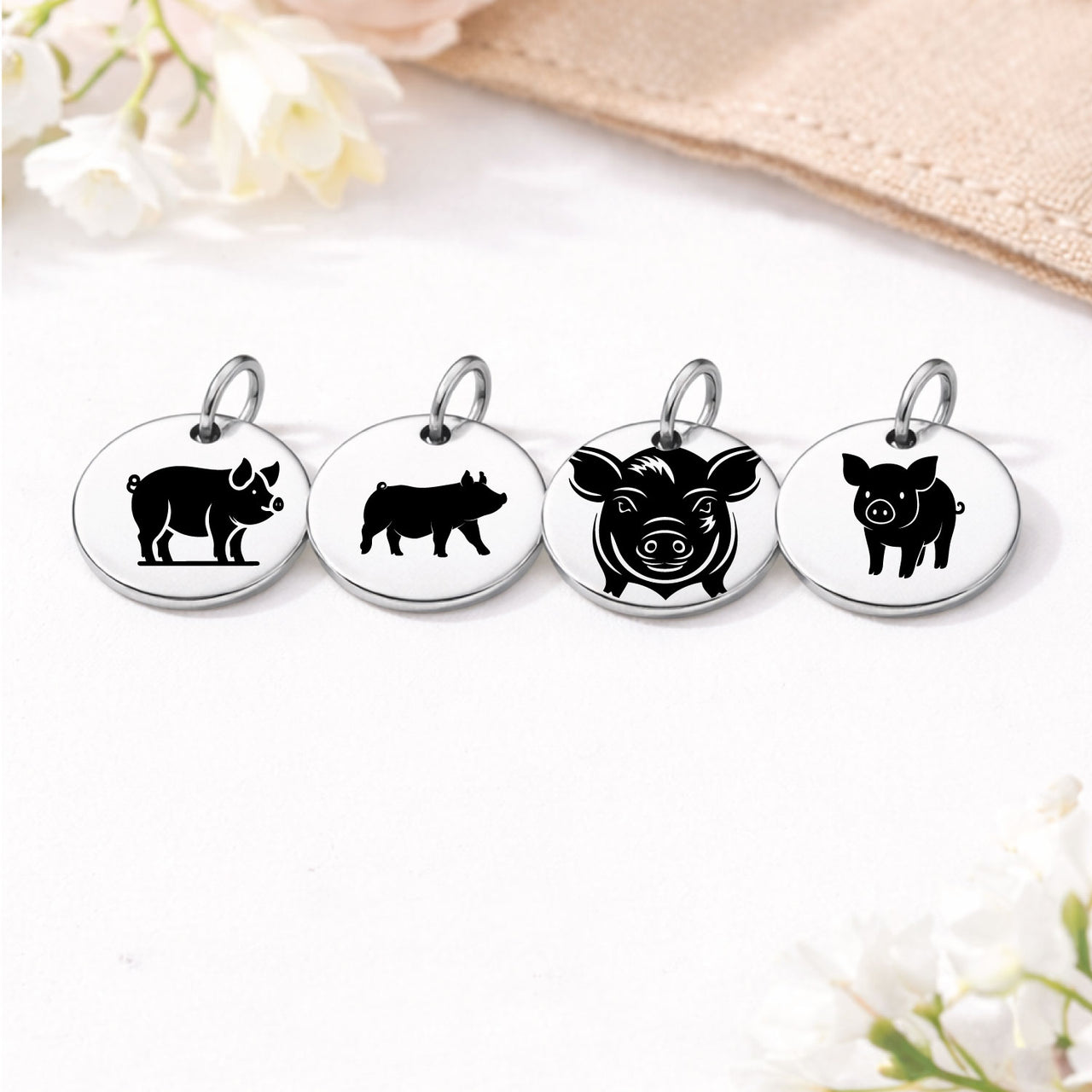 Farm Pig Charm Set