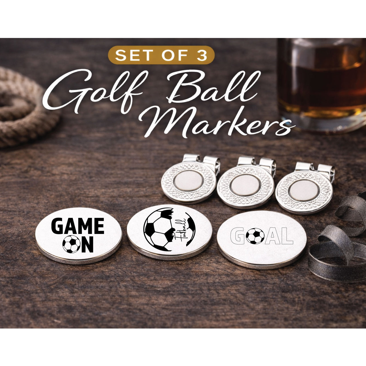 Soccer Golf Ball Marker Set of 3