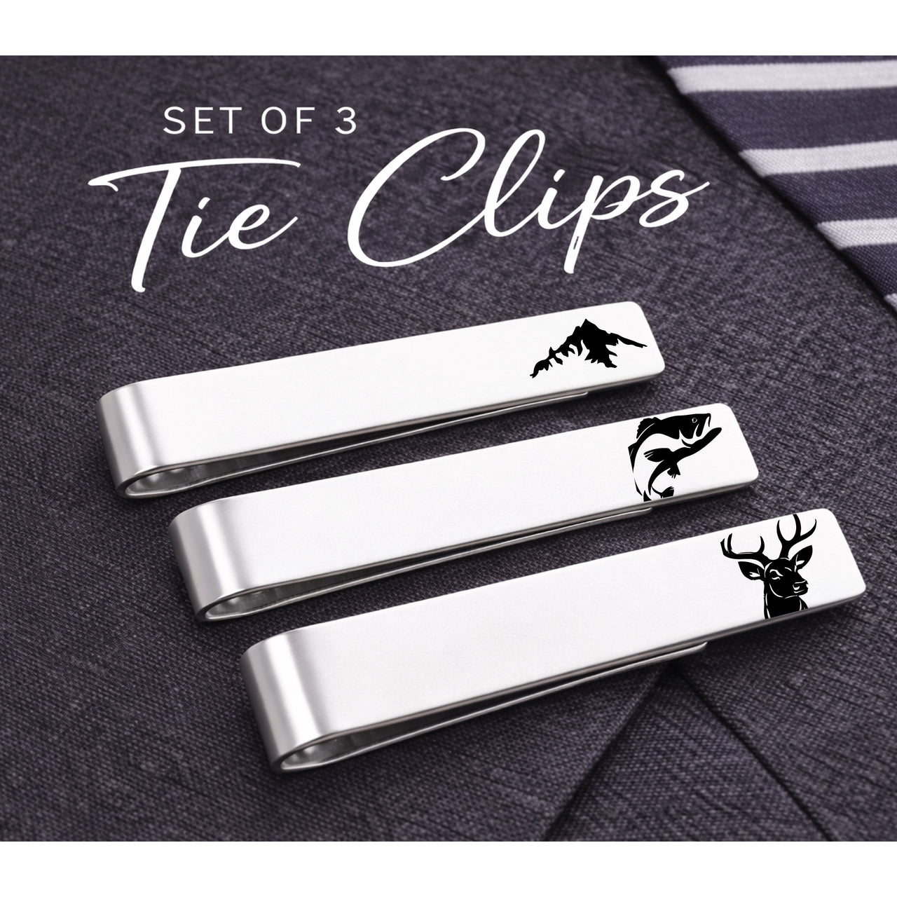 Sportsman Tie Clip Set of 3