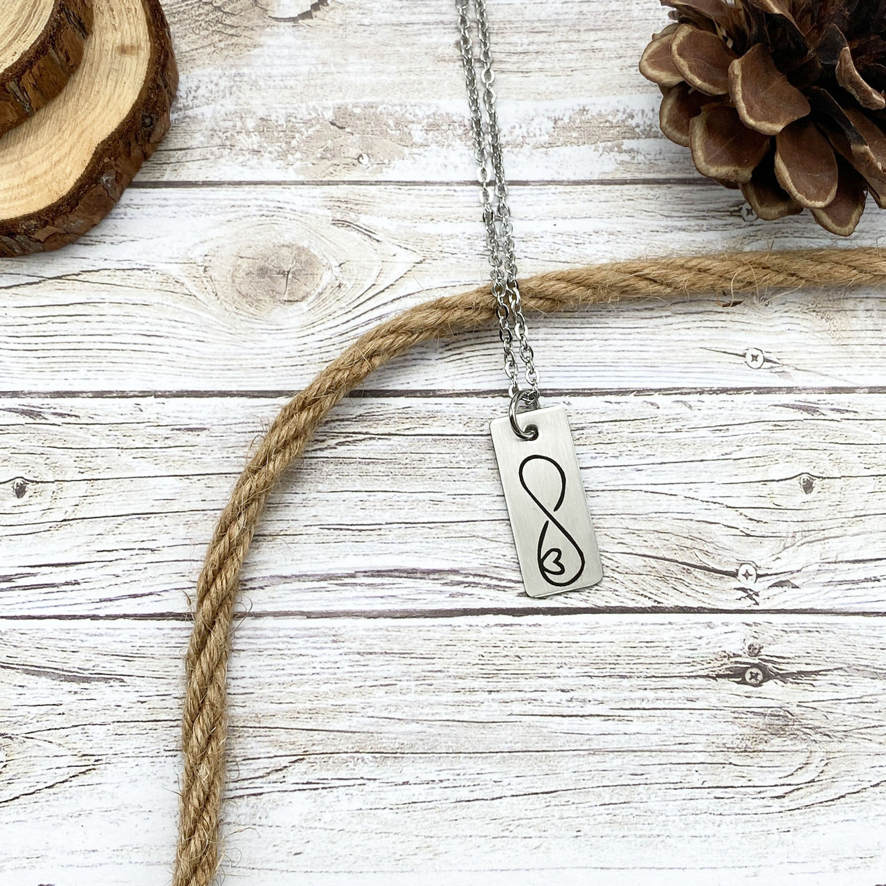 Infinity Outline Tab Necklace