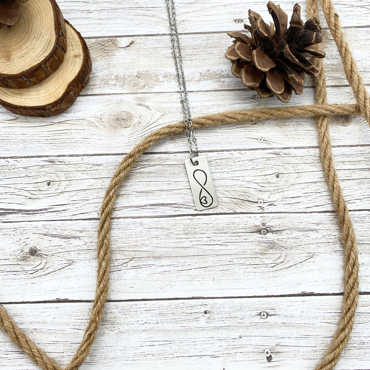 Infinity Outline Tab Necklace