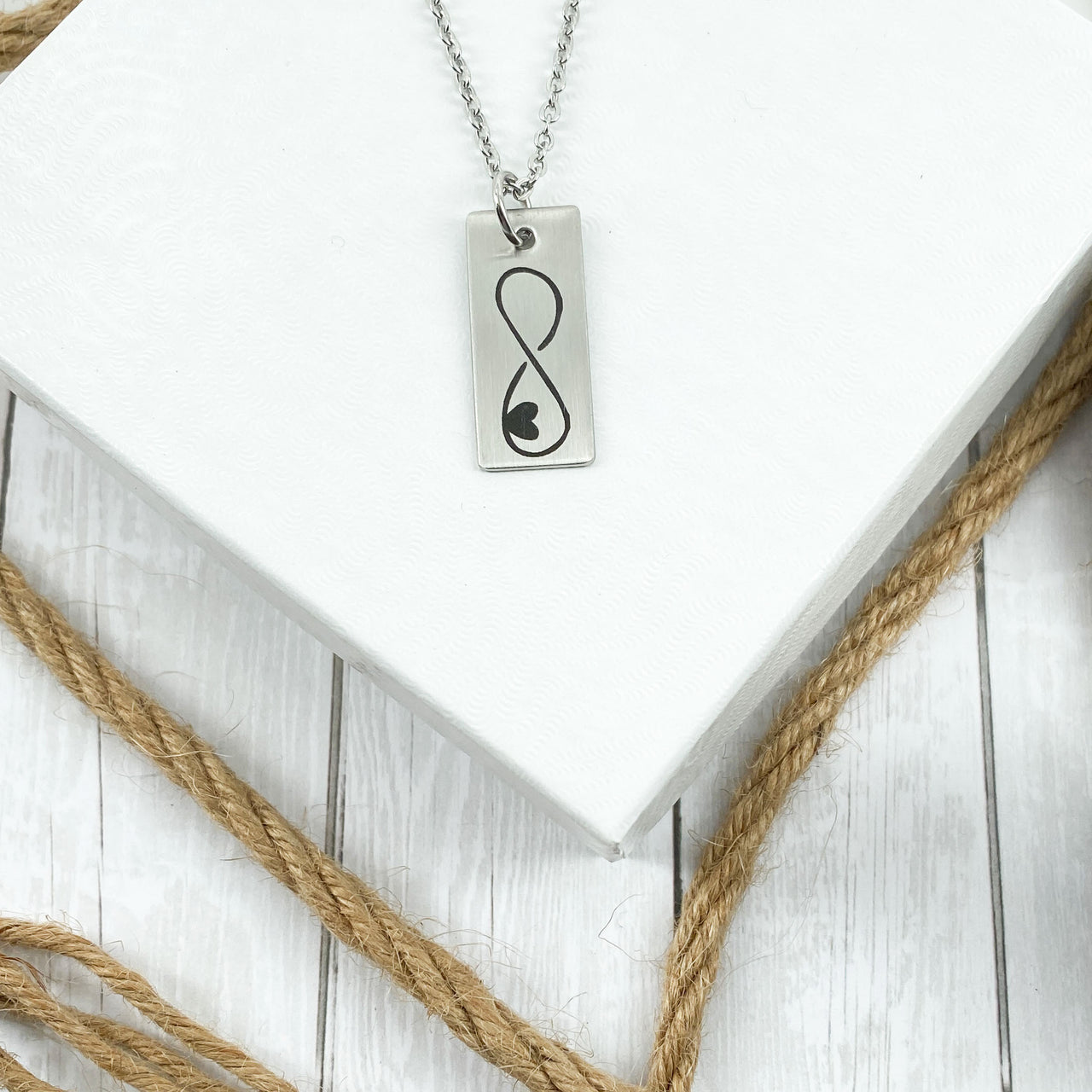 Infinity Heart Tab Necklace