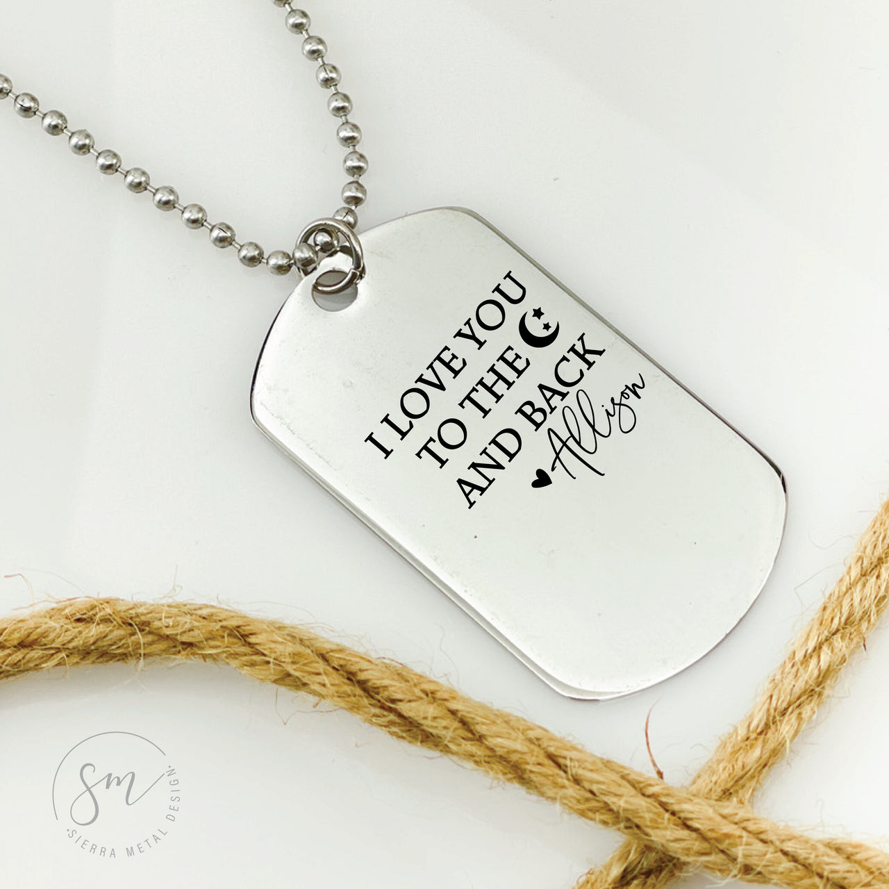 Dog Tag I Love You To The Moon And Back Necklace